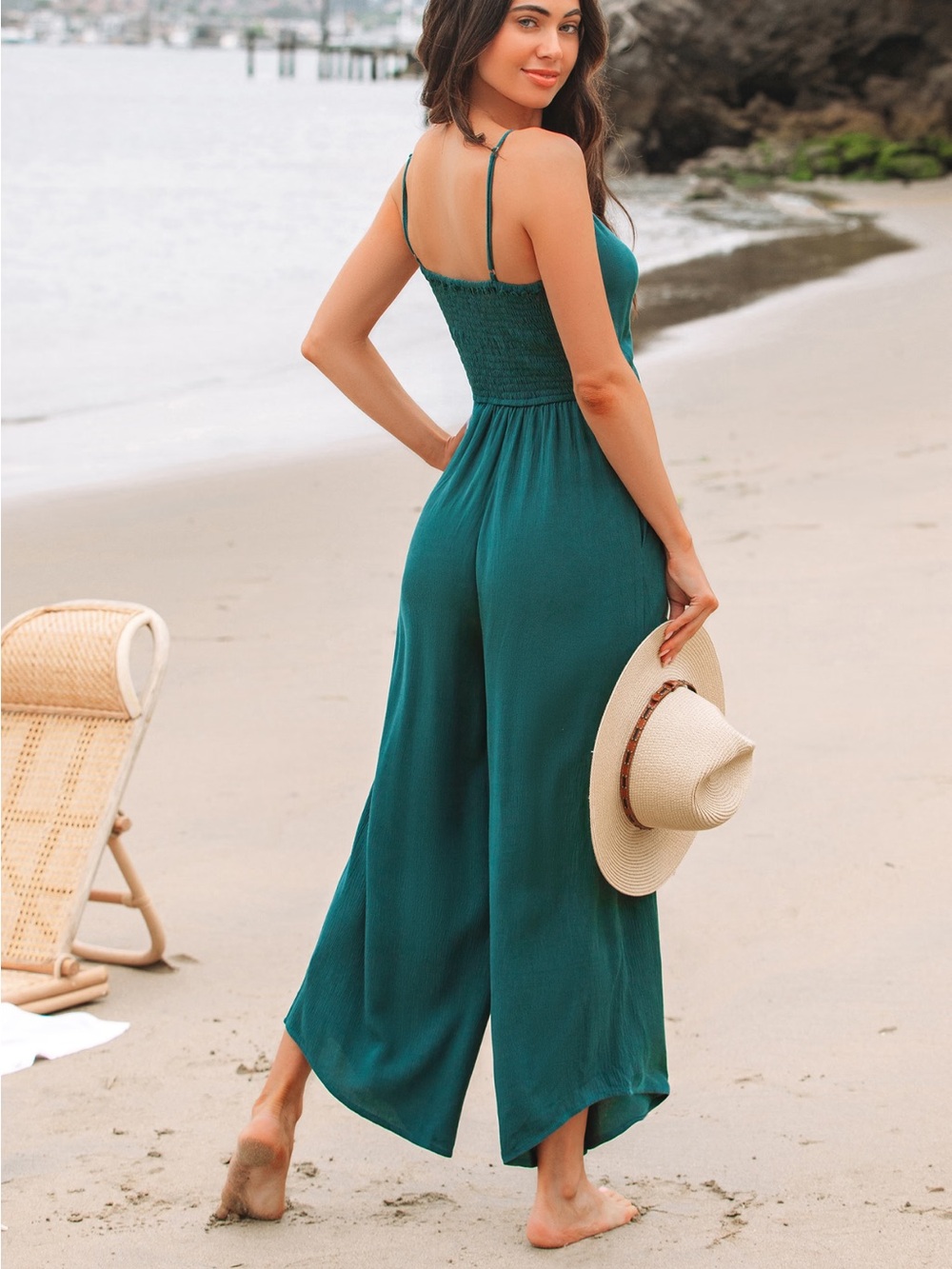 Cupshe Tie Front Cami Wide Leg Jumpsuit Size M NWT - Picture 3 of 14